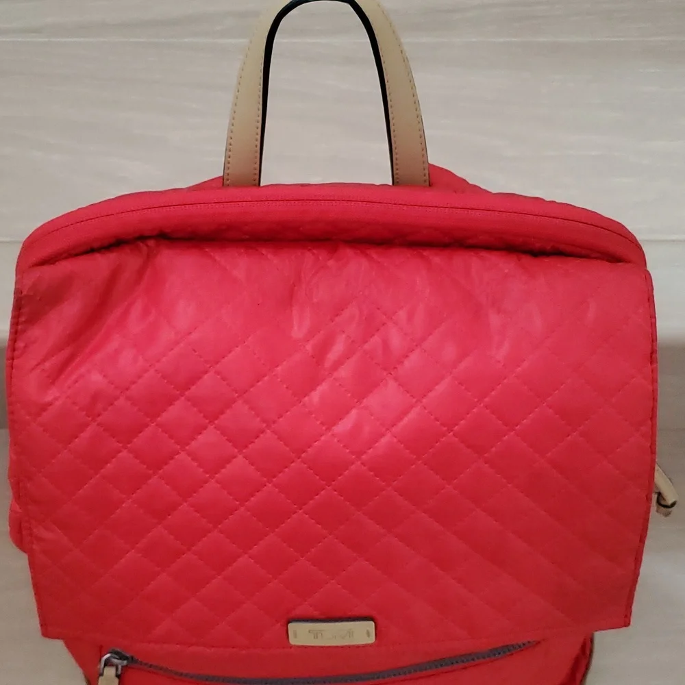 Tumi Manitoga Quilted Drawstring Backpack in Blood Orange